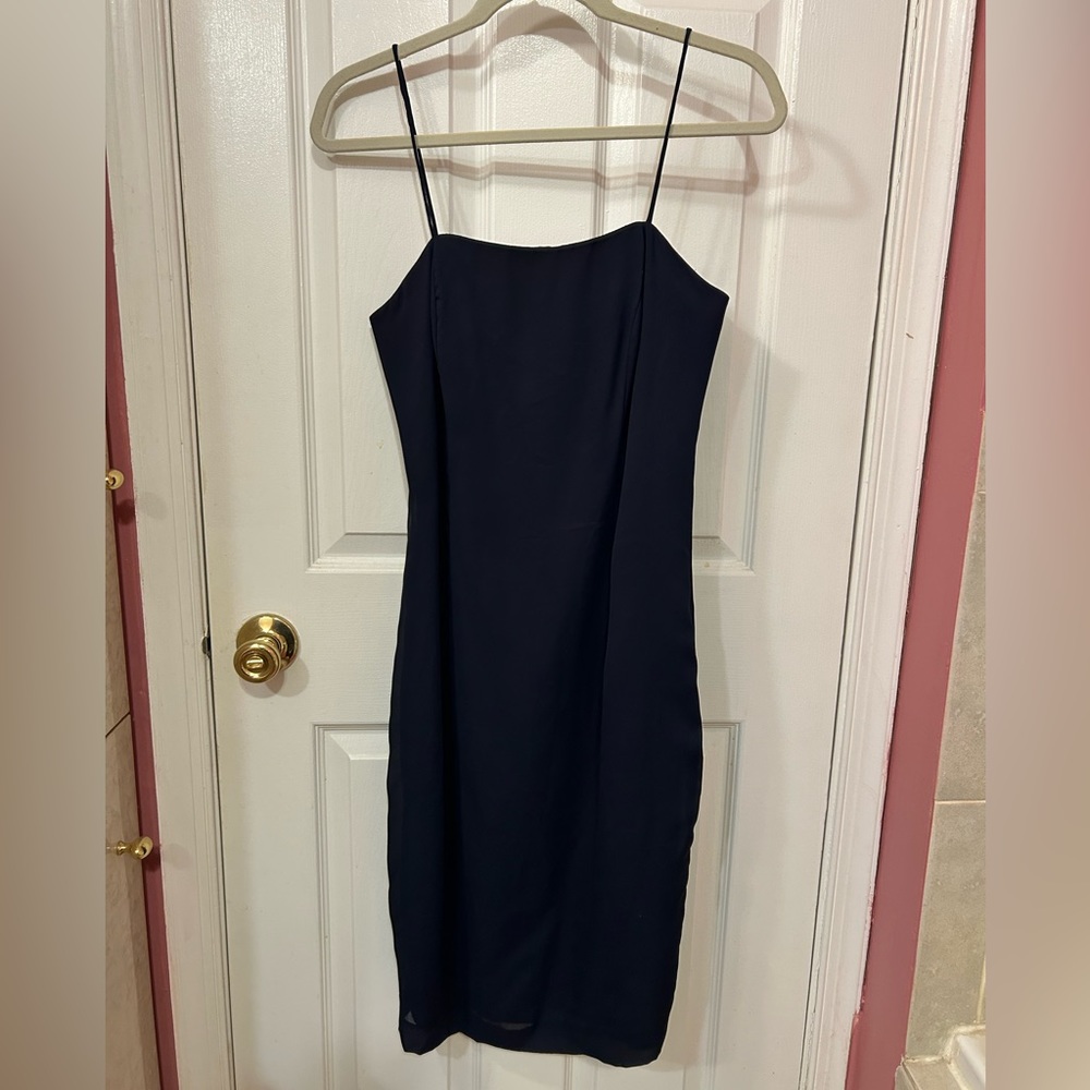 Cachet by Bari Protas Navy Blue Midi Formal Dress Slit Size 7/8